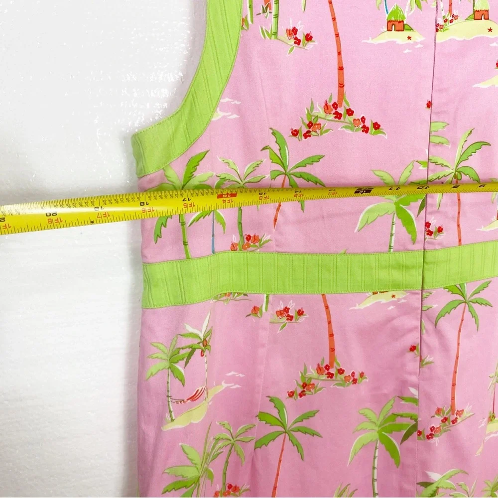 LaVie Boheme  Shift Dress Pink Tropical Palm Trees Sleeveless Size 8 - Picture 7 of 12